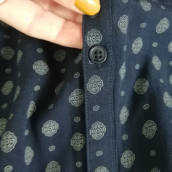 Rails Abby Rayon Button Up Blouse with Neck Tie Navy Floulard Print Small - Picture 13 of 16